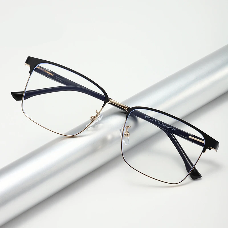 VICKI Men's Stainless Steel Retro Glasses - Customizable Prescription - Anti-blue Light Glasses Photochromic Multifocal MS9789