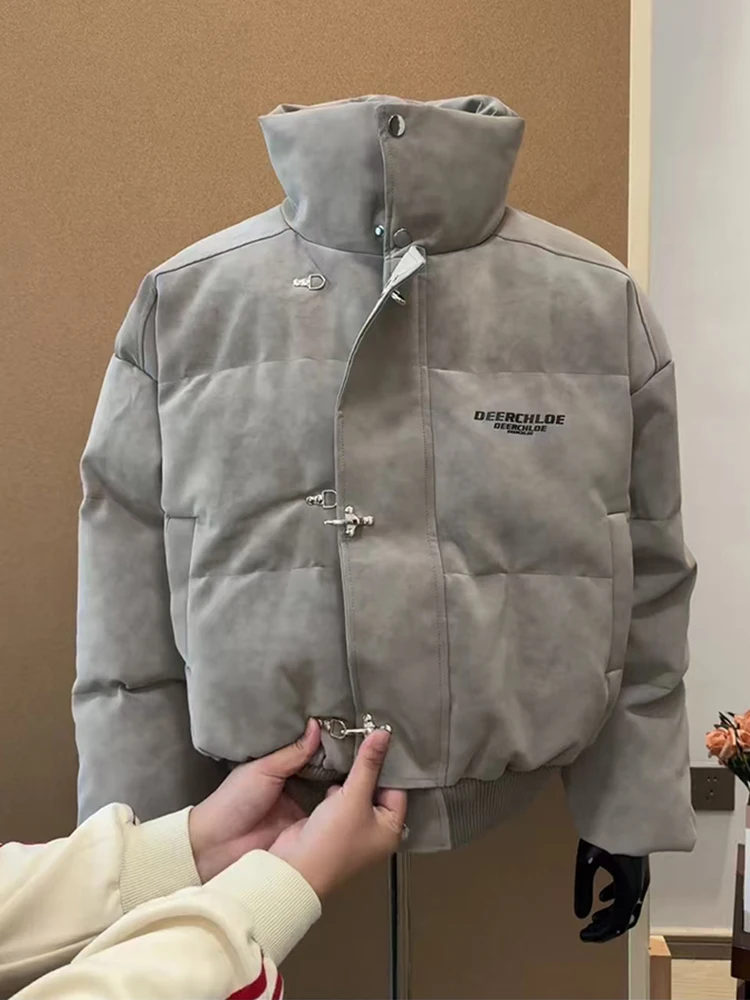 

Новая китайская утепленная куртка из искусственной кожи и хлопка для мужчин, зимняя теплая куртка-пуховик на молнии с эффектом тай-дай, стандартный крой