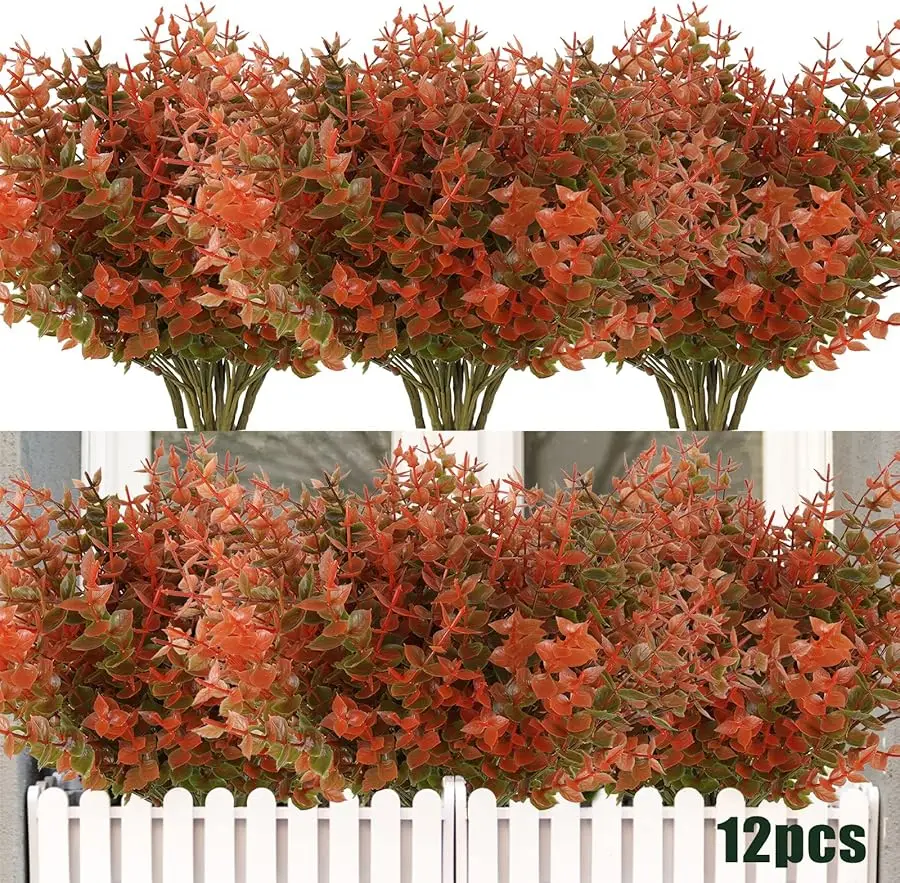

12 Bundles Artificial Fall Flowers No Fade Faux Autumn Plants, Fake Indoor Outdoor Greenery Fall Decorations for Thanksgiving Ch