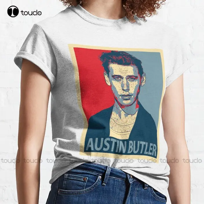 Austin butler camiseta das mulheres camisa branca de alta qualidade bonito elegante adorável kawaii dos desenhos animados camisetas de algodão doce Xs-5Xl unisex