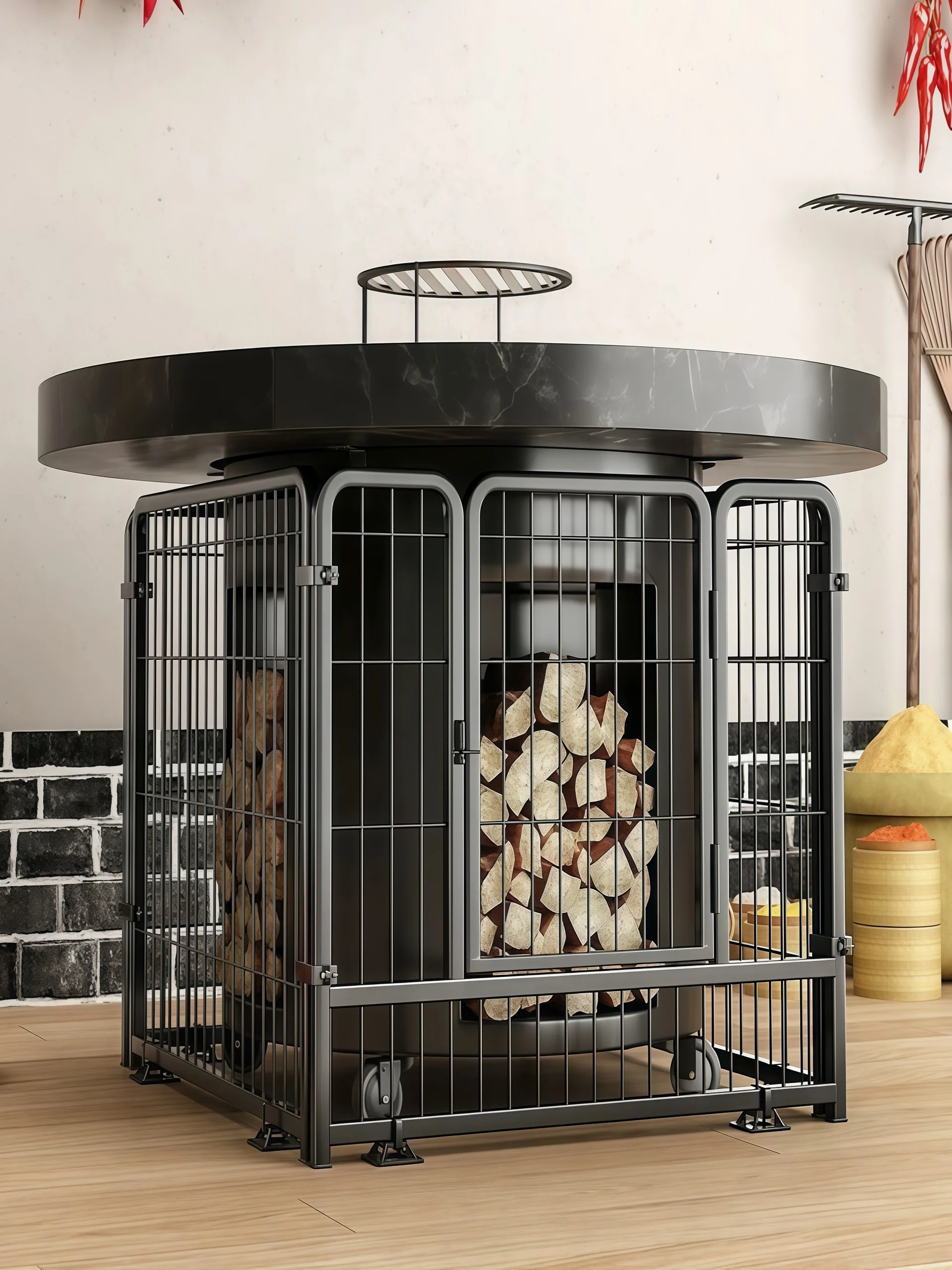 حاجز حماية للأطفال من الحروق لموقد التدفئة الداخلي، غطاء شبكي حديدي مضاد للحرق، معدات تدفئة للتخييم والسفر في الهواء الطلق