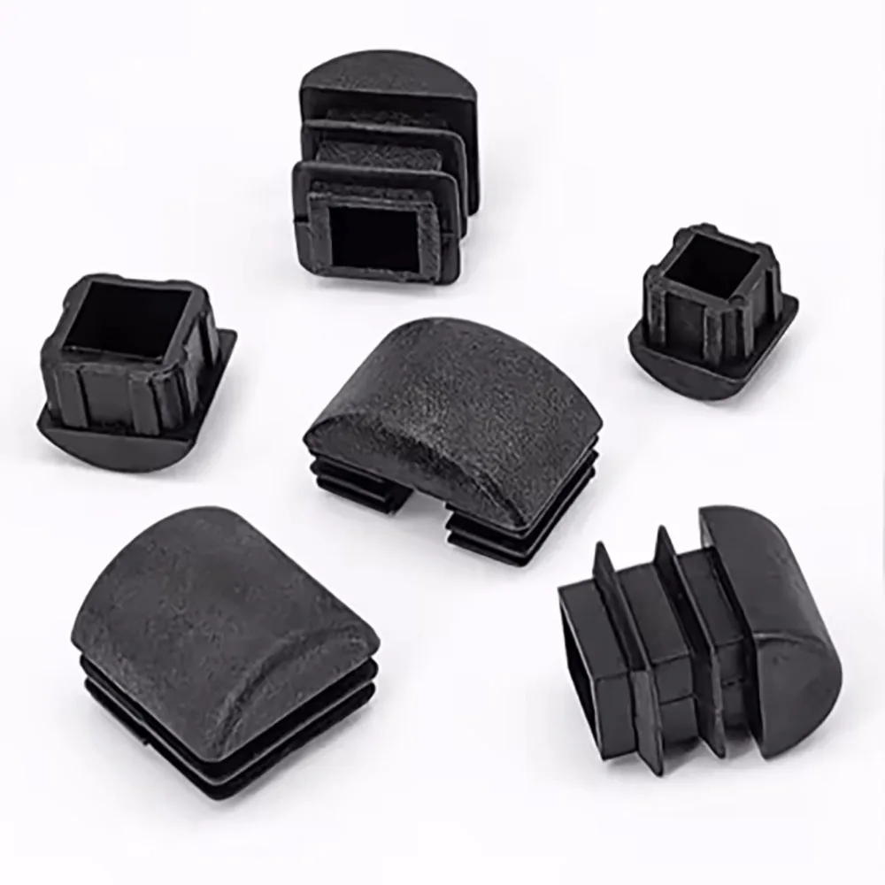 4/20/50/100Pcs Square PP Plastic Black Punched End Cap Furniture Leg Tube Insertion Plug 16*16mm-30*60mm Furniture Accessories