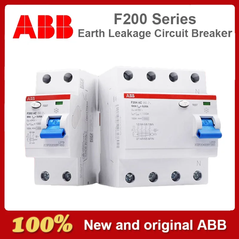 

ABB Italy AC Type Electromagnetic Circuit Breaker Leakage Protection F202 F204 2P 4P 25A 40A 40A 80A 100A Original Product