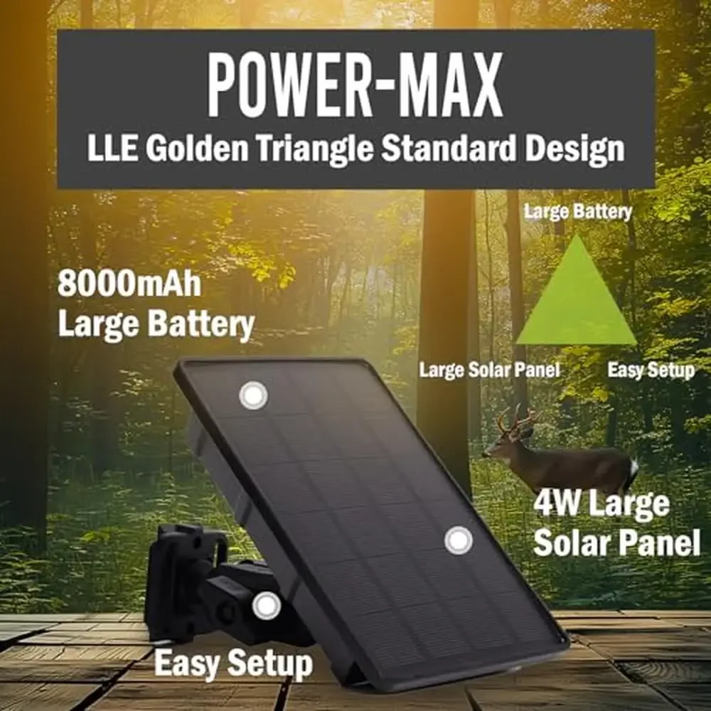 Trail Camera Solar Panel Charger 4W Solar Panel Battery Kit IP66 Waterproof Li-ion 8000mAh