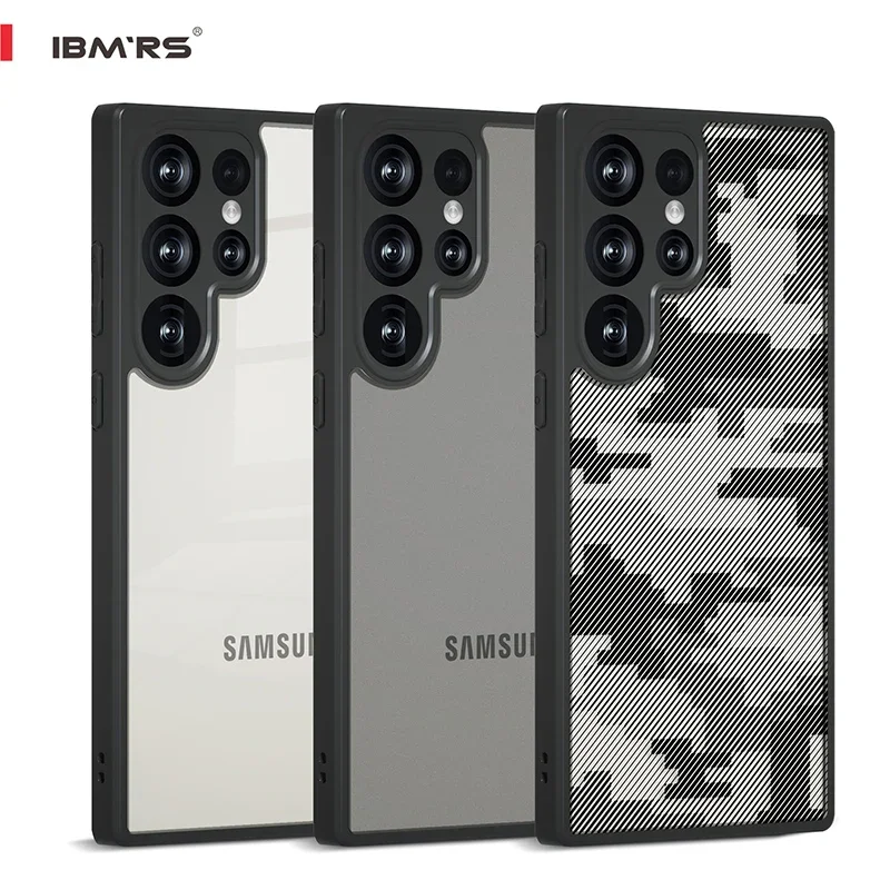 IBMRS for Samsung Galaxy S23 Ultra Case, [Military Design]  Camouflage Hard Back Soft edgesTransparent Airbags Phone Case