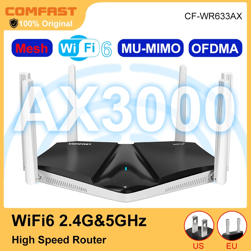 

AX3000 Wifi 6 Mesh WIFI Gigabit Router 2.4G 5GHz Dual-Band WIFI6 Wireless Signal Amplifier WiFi Repeater router with 5*RJ45 port