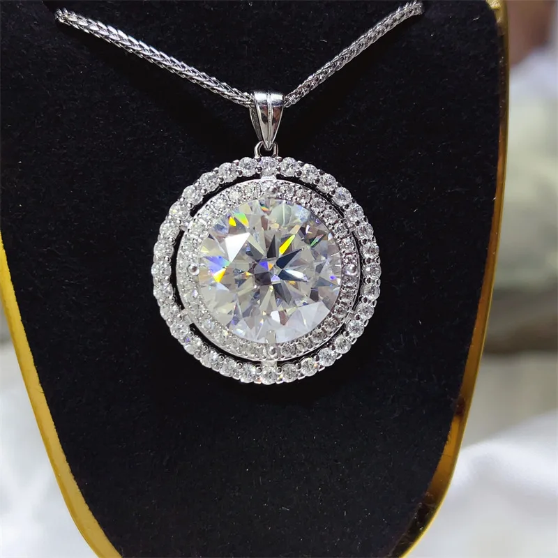 Real 10 Carar Pink Moissanite Diamond Pendant Necklace Luxury s925 Silver 4 Color Big Moissanite with Neck Chain Fine Jewelry