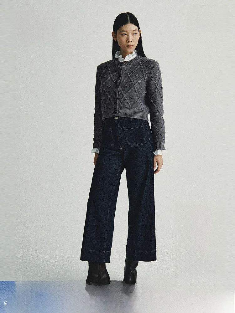 

H&M Весенний женский вязаный кардиган с узором «косы», повседневный, тонкий, на пуговицах, из смесового хлопка и полиэстера, с открытым передом