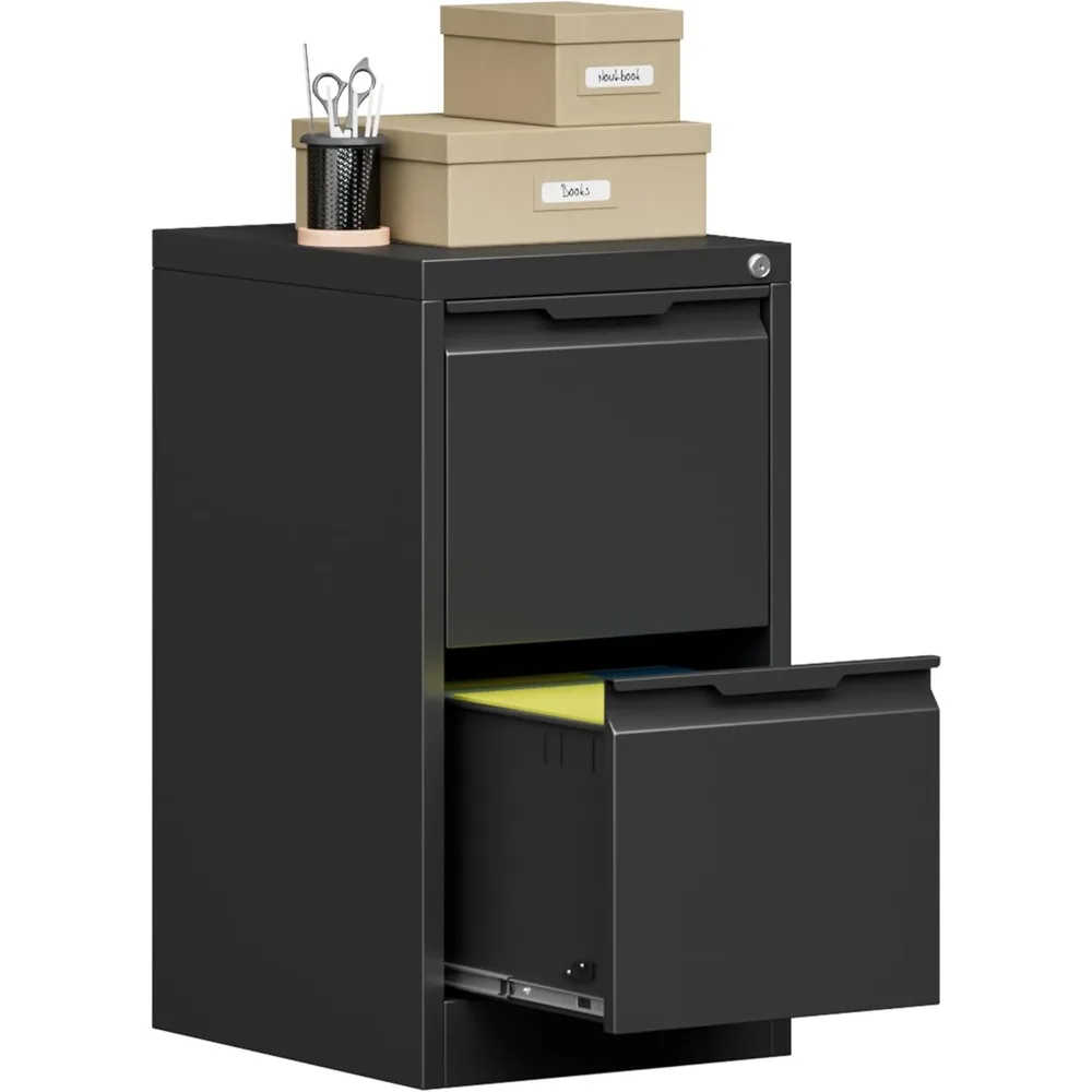 

2 Drawer File Cabinet, 17.8" Deep Filing Cabinet for Home Office, Metal Vertical File Cabinet with Lock for Letter/Legal/A4/F4 S