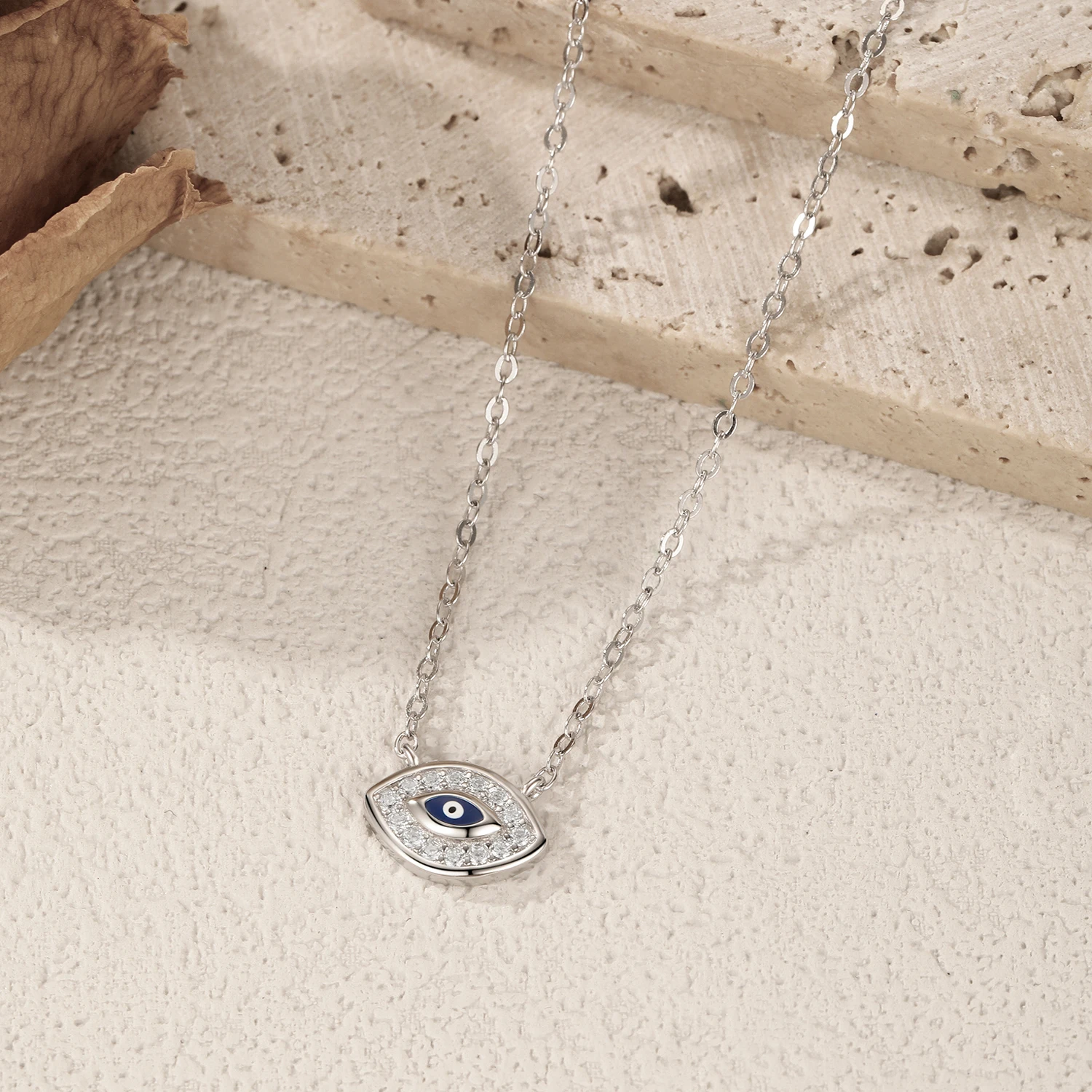 MODIAN Collana con ciondolo occhi azzurri in argento sterling 925 con diamanti simulati abbaglianti per gioielleria raffinata da donna
