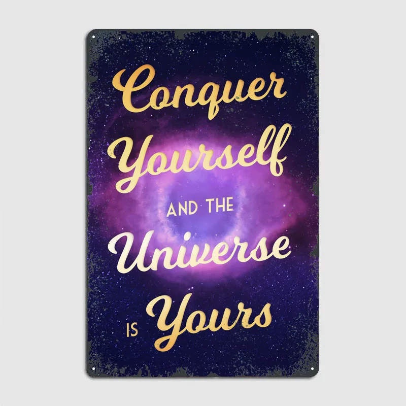 Start With Yourself Decoration Wall Decor Living Room Overcome Tinplate Sign Text Art Retro Metal Signs for Wall Decoration Home