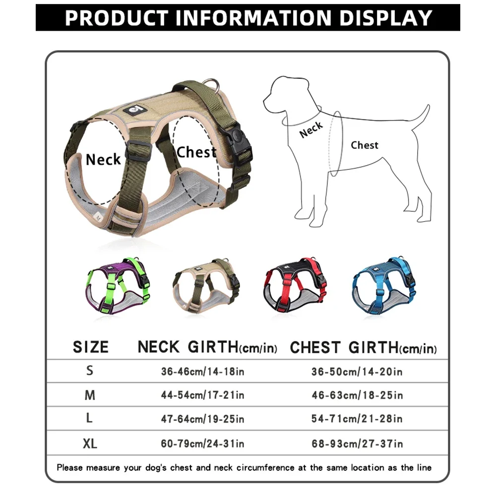 

Medium Large Dog Harnesses Collar Labrador Army Reflective Adjustable Harness Oxford Cloth Pet Vest Training Hound Walk the Dog