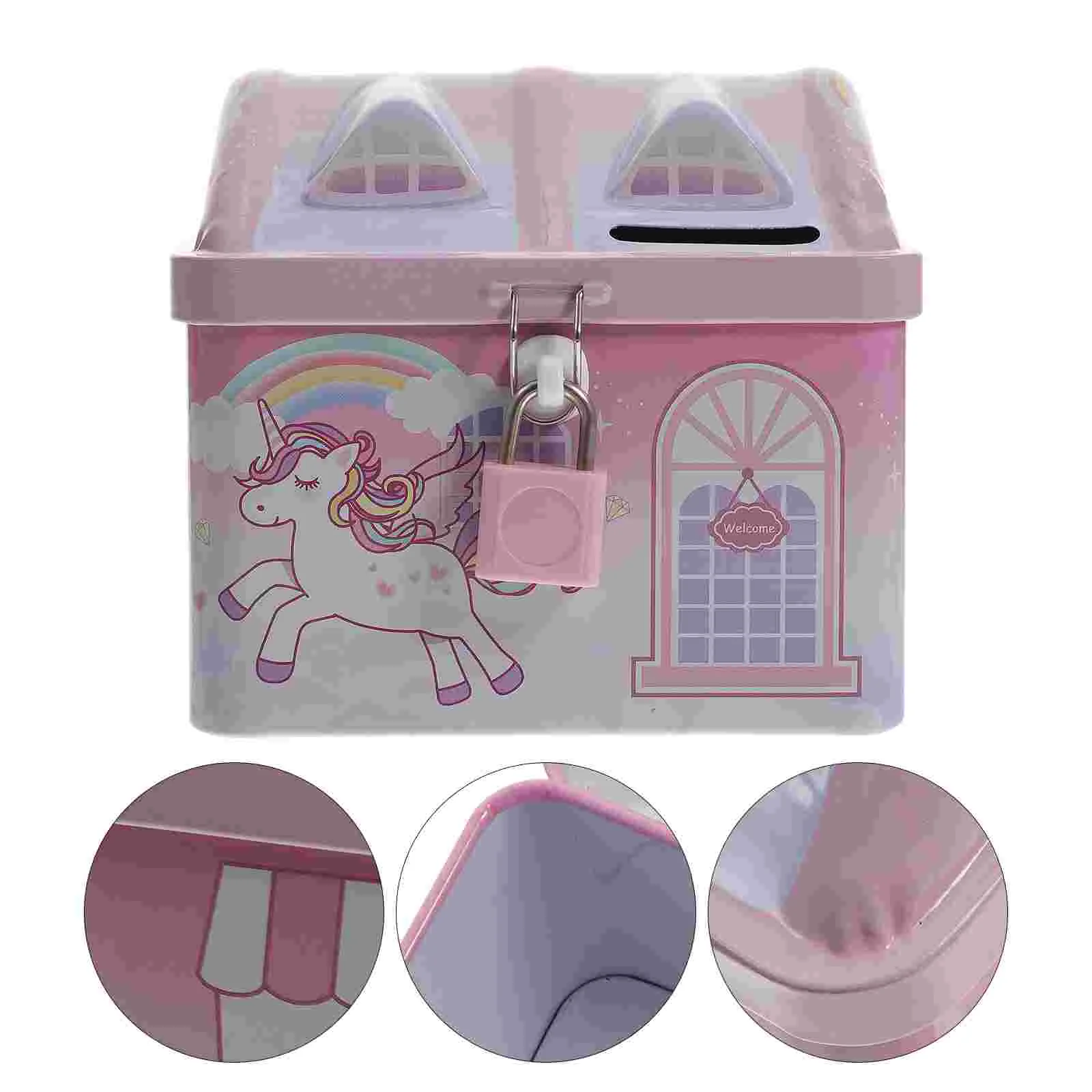 

Unicorn Piggy Bank Kids Room Décor Childrens Toys Saving Jar Simple for Girls Coin Container Gift