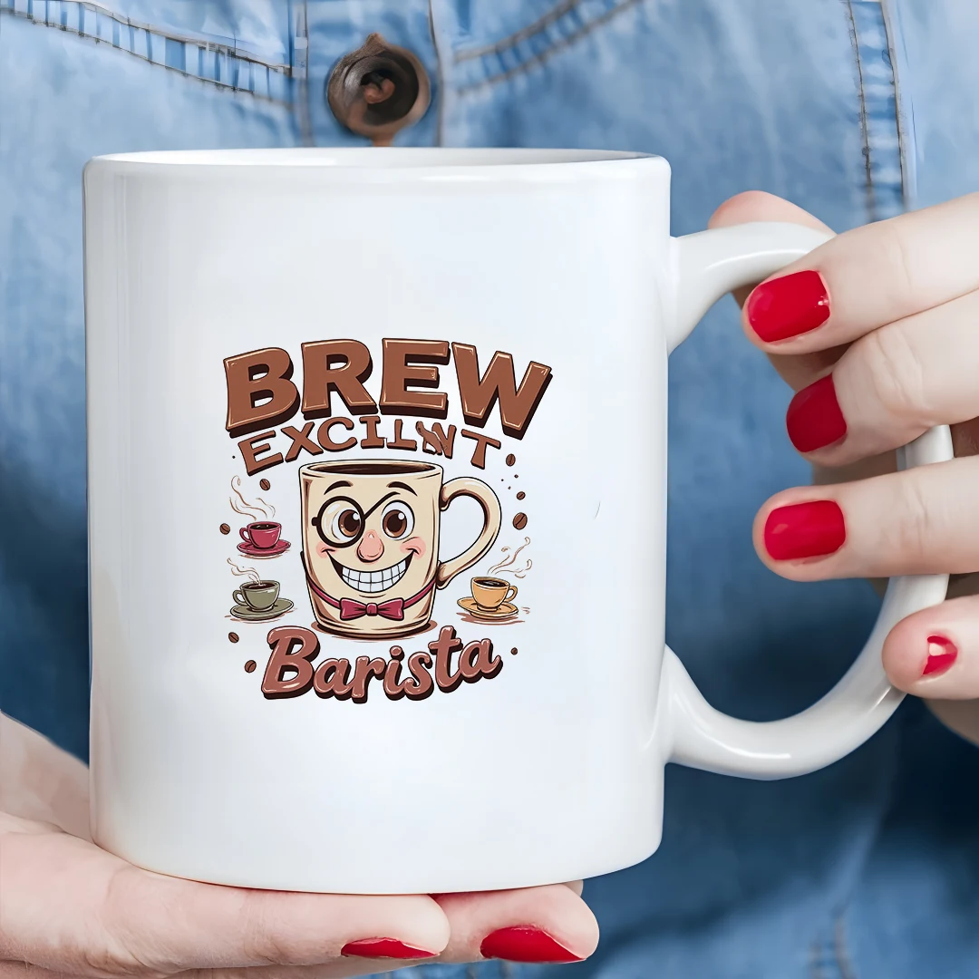 

11oz Cartoon Smile Coffee Cup + Barista Mug Christmas Family Office Gift