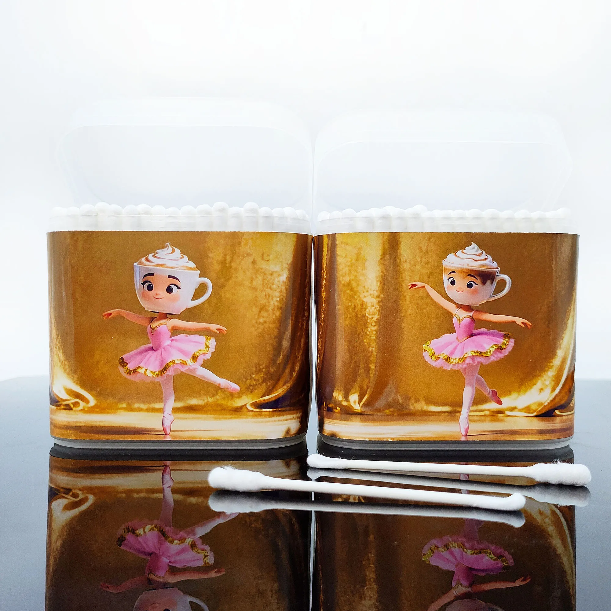 200 pz/400 pz balletto ragazza styling tema batuffolo di cotone multifunzionale a doppia testa cucchiaio a vite batuffolo di cotone bastone.