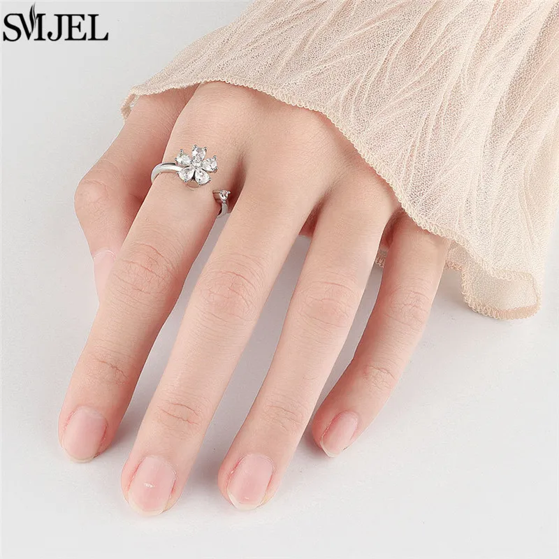 Luxury Rotating Anxiety Animal Rings for Women Spinner Fidgets Cute Flower Heart Dragonfly Anti Stress Ring Wedding Jewelry