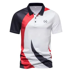 2023 Summer New Sports Polo Contrast T-shirt Men's Short Sleeve Golf  Men Shirts