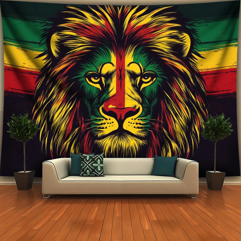 Jamaican Lion Tapestry Party Wall Hanging Decor Cool Bedroom Living Room Home Decoration Curtains
