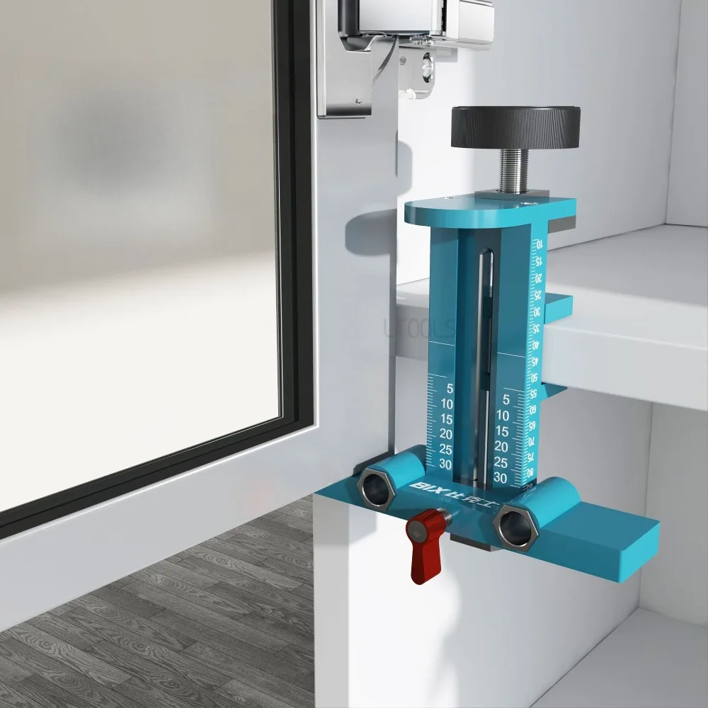 Dispositivo de instalação 3 em 1, abridor de porta de armário de liga de alumínio, localizador de buraco pré-perfurado, ferramenta de instalação de hardware com escala