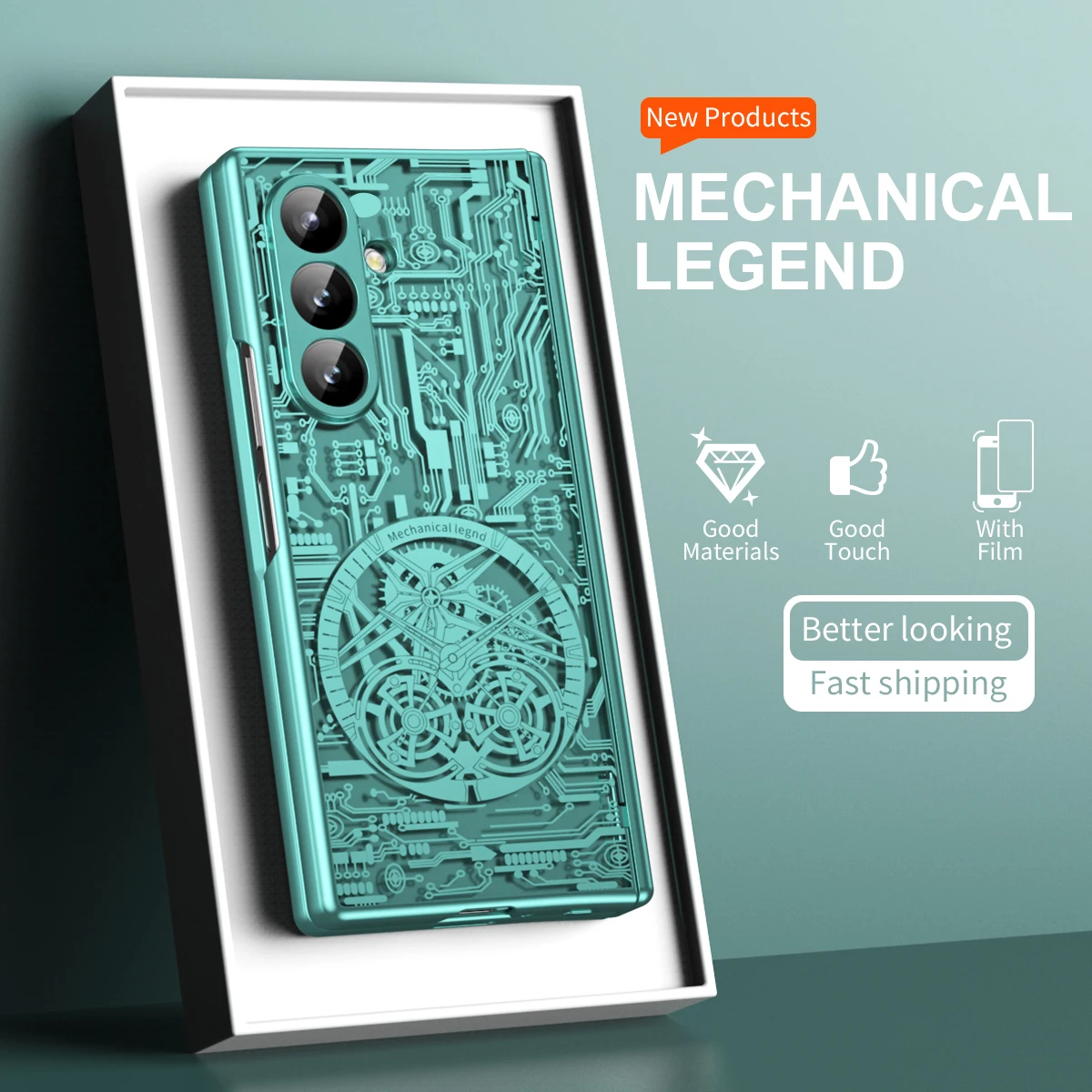 نمط ميكانيكي علمي مطلي مع طبقة زجاجية مفصلية حافظة متكاملة لهاتف سامسونج Z Fold 7 6 Fold7 Galaxy Z Fold 5 4 3