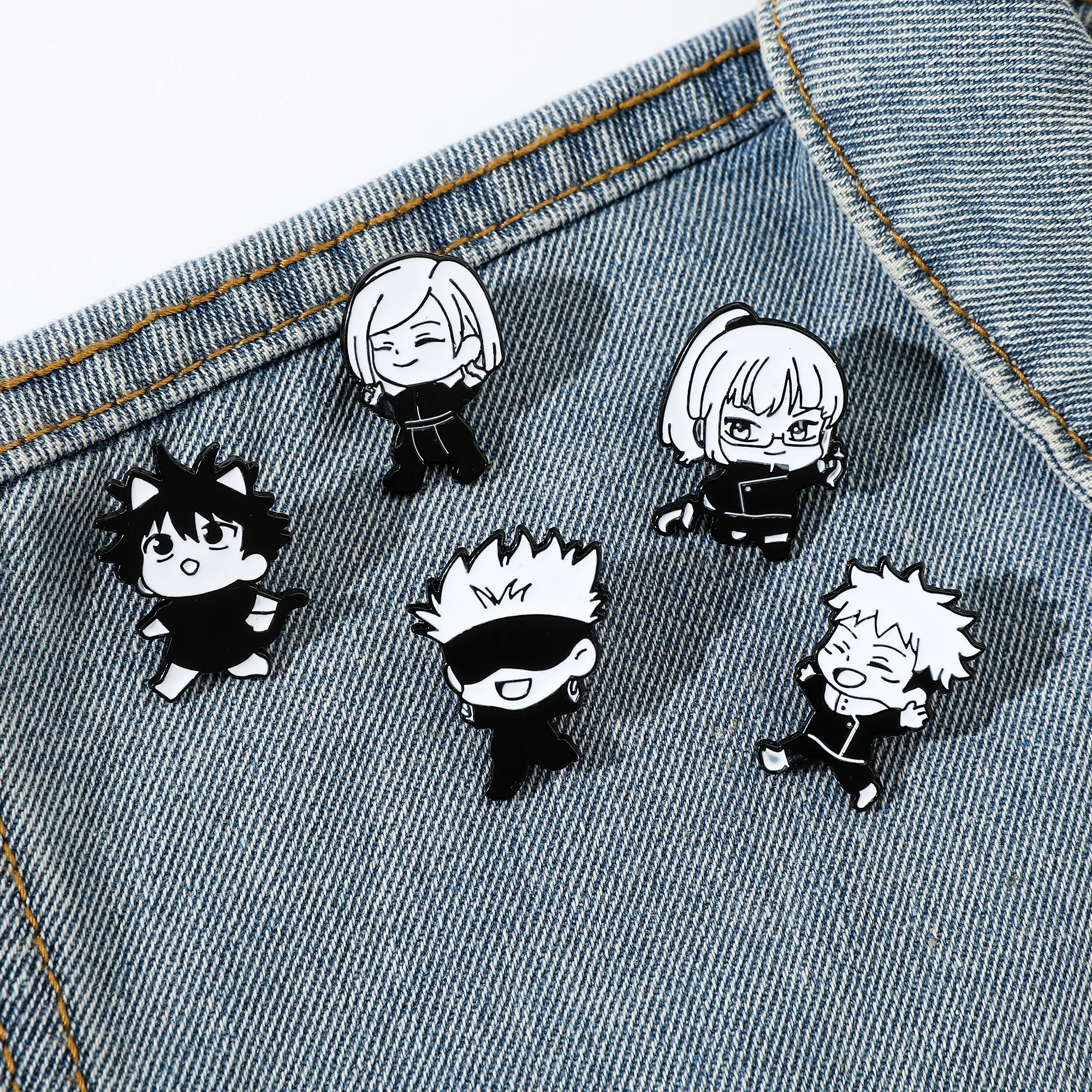 5pcs/set Anime Jujutsu Kaisen Pins Collect Gojo Satoru Fushiguro Megumi Inumaki Toge Inumaki Toge Metal Cartoon Brooch Badges