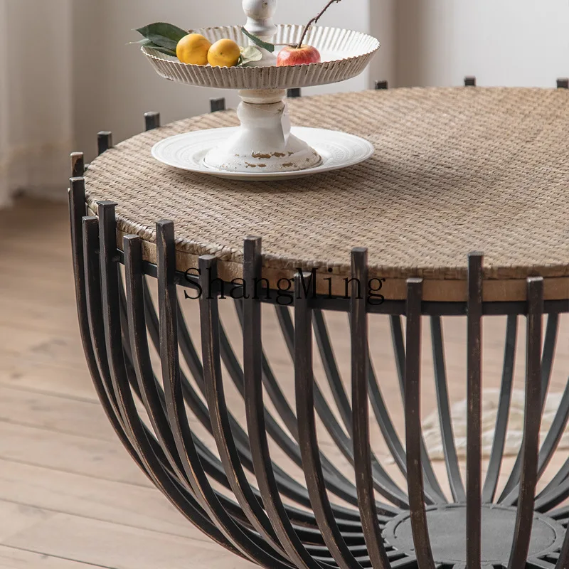 ZYYcoffee table B & B living room small flower table industrial style decorative wrought iron round table