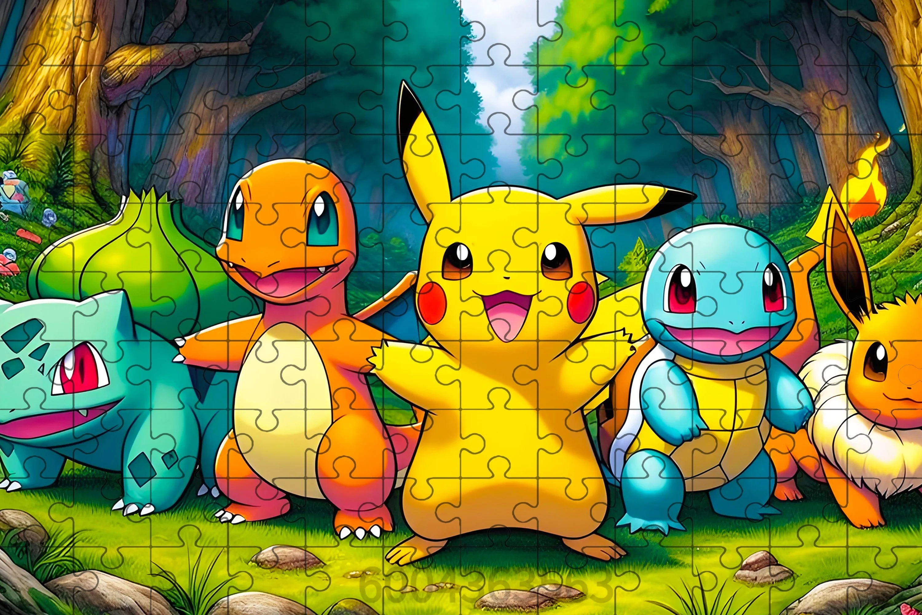 Board Game Pokemon - 日本のアニメ「ポケモン」のジグソーパズル、500ピース/1000ピース、ピカチュウとイーブイの家族モチーフ、モザイク絵画、ゲーム、お部屋の装飾、パーティーの景品。