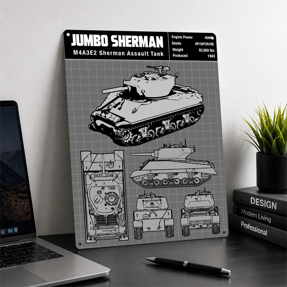 JUMBO SHERMAN Metal Poster Perfect Gift for Fans Lovers Customized Wall Art Metal Sign for Interior Decoration Room Custom Plate