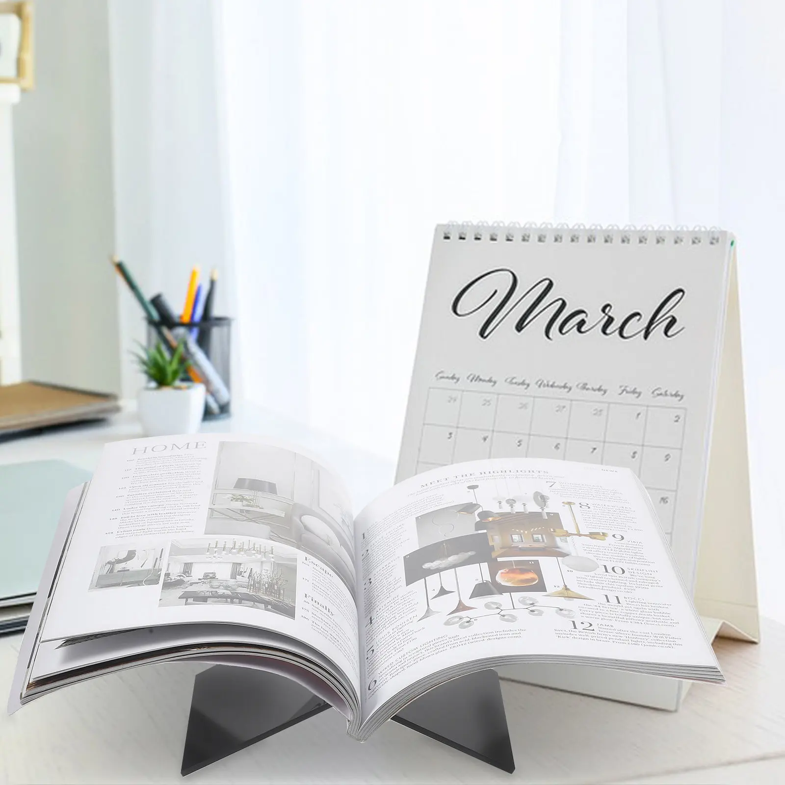 1Set Book Holder Creative Acrylic Book Stand X Shape Reading Rack Stable Desktop Display for Cookbooks Recipe Display