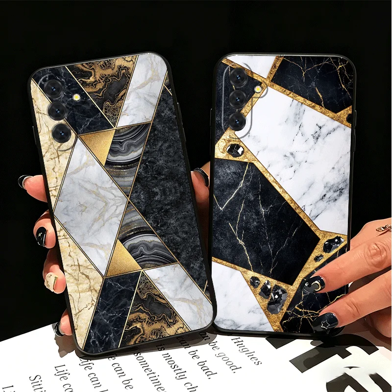 Geometric Marble Pattern Silicone Phone Case for Samsung A17 A16 A15 A14 A13 A57 A56 A55 A54 A53 A37 A36 A35 A34 A33 A27 A26 A25
