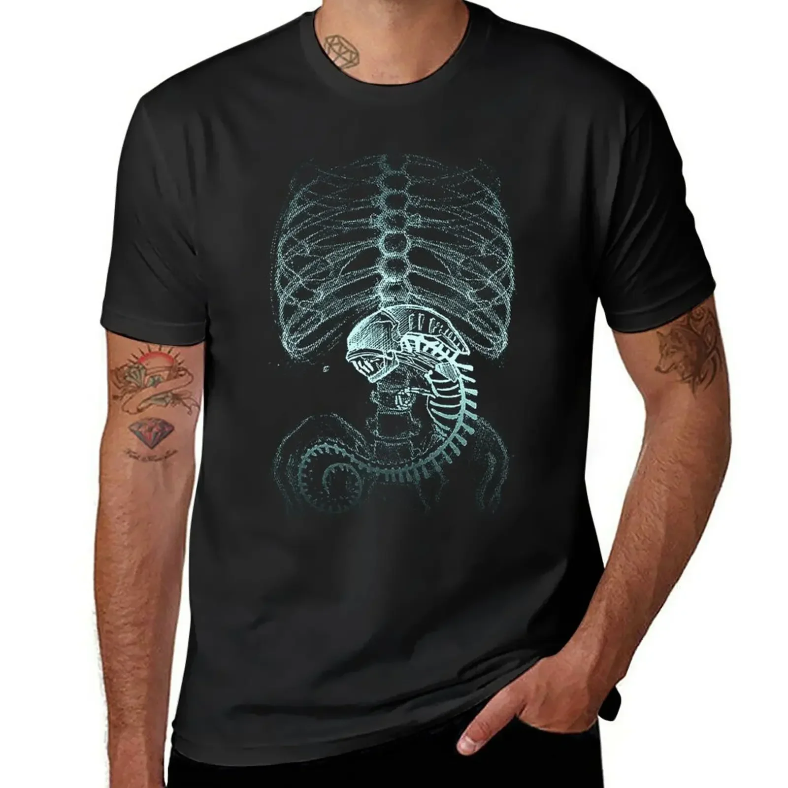 Alien Xenomorph X-Ray T-Shirt quick drying graphics oversized t shirt men