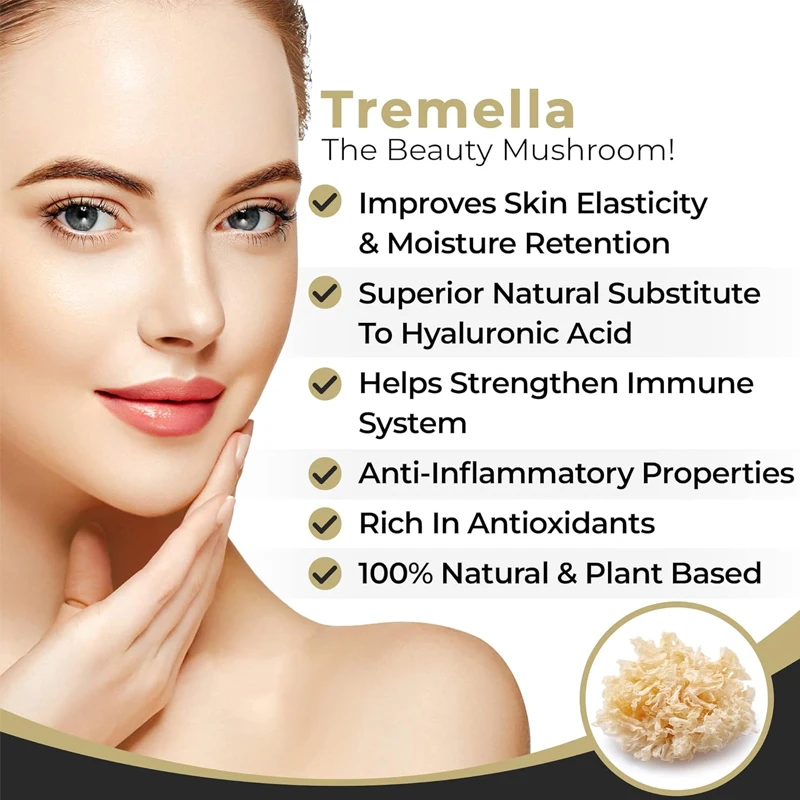 Tremella mushroom extract supplement -25% beta glucan content, vegetarian and genetically modified.