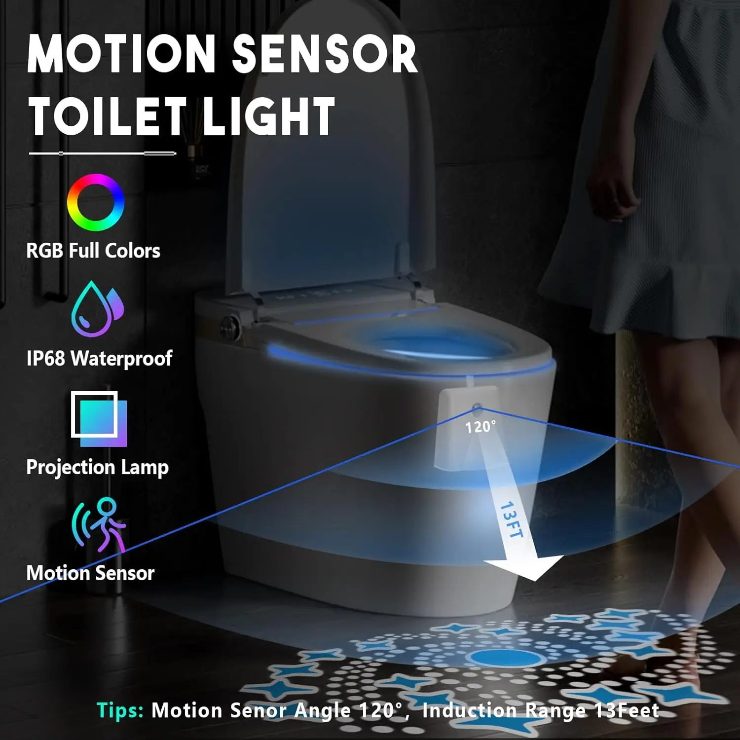 Xiaomi LED Toilet Night Light USB Rechargeable Galaxy Star Projector Motion Sensor Lamp For Children Room Bathroom Decoration