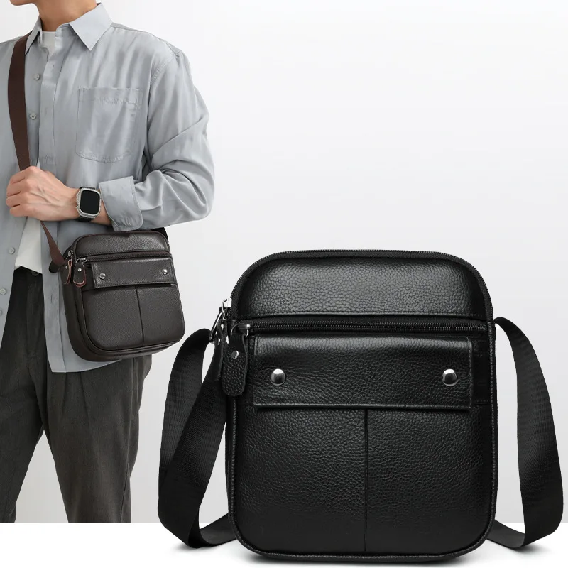 

New Simple Leather Men's Small Crossbody Bag, Stylish Large Capacity Shoulder Bag, Casual Multi-functional Crossbody Bag
