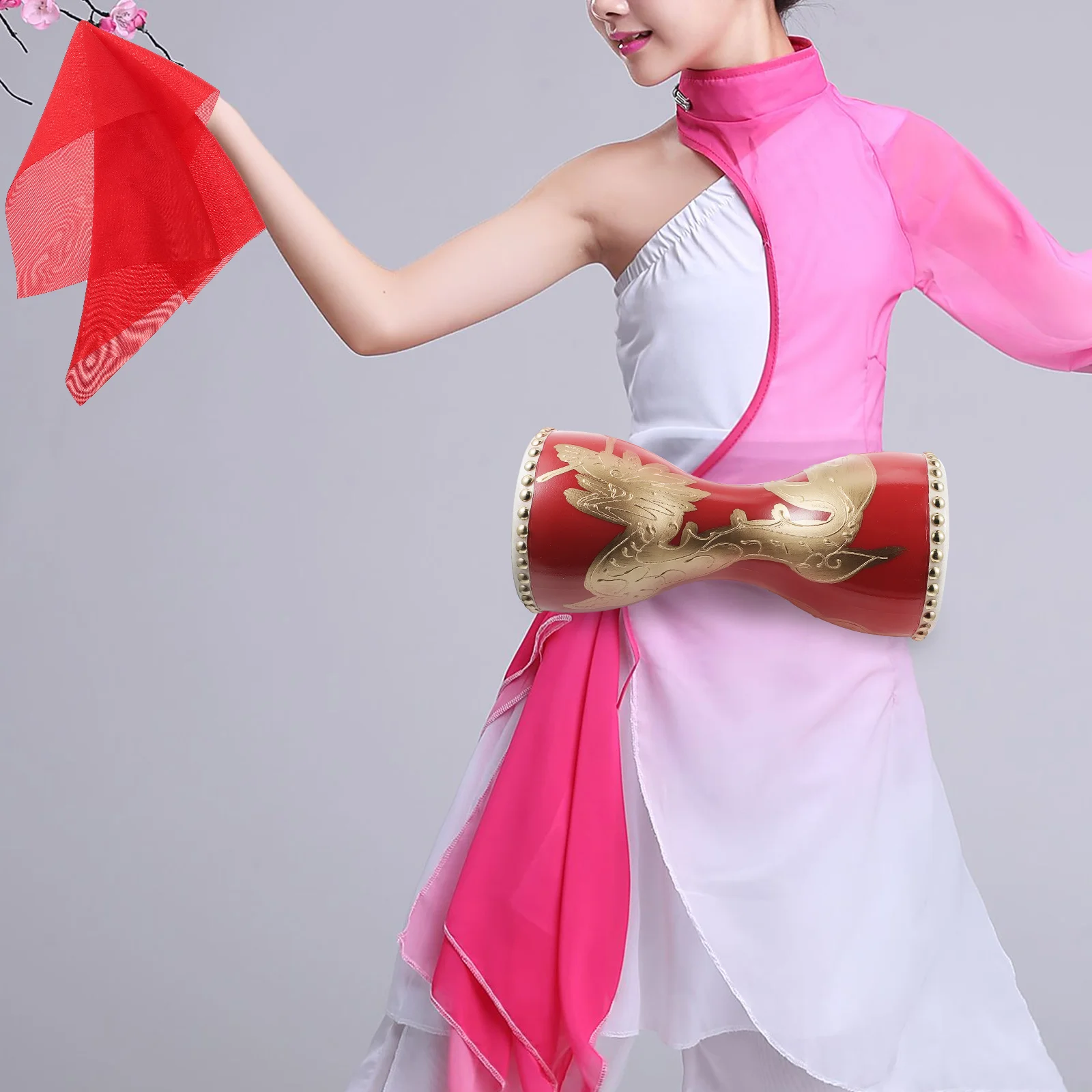 

Fitness Drum Beat Chinese Waist Small Hand Instrument Drums Percussion Dragon Pattern Baby