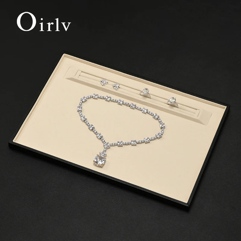 

Oirlv Leather Jewelry Tray Rings Necklaces Jewelry Viewing Display Tray Earring Bracelet Jewelry Storage Tray Jewelry Organizer