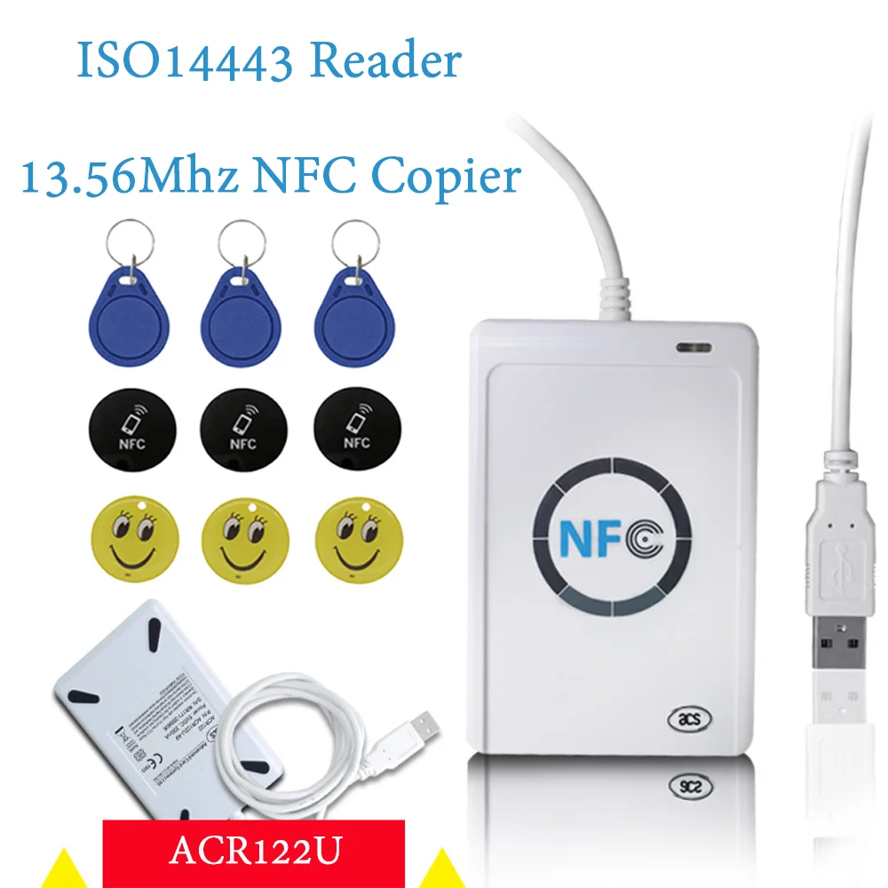 ACR122U Smart Chip Card Reader 13.56Mhz Key Badge 1K S50 Tag Clone Copier NFC Token Duplicator IC Programmer ISO14443 Writer