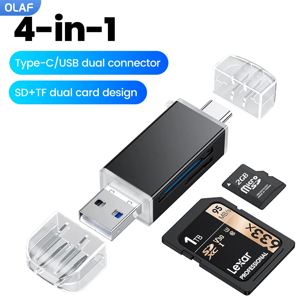 4 in 1 Otg Card Reader USB 2.0 Micro Sd Mini Adapter TF Type C USB Flash Drive Converter For Mobile Phone Accessories Laptops