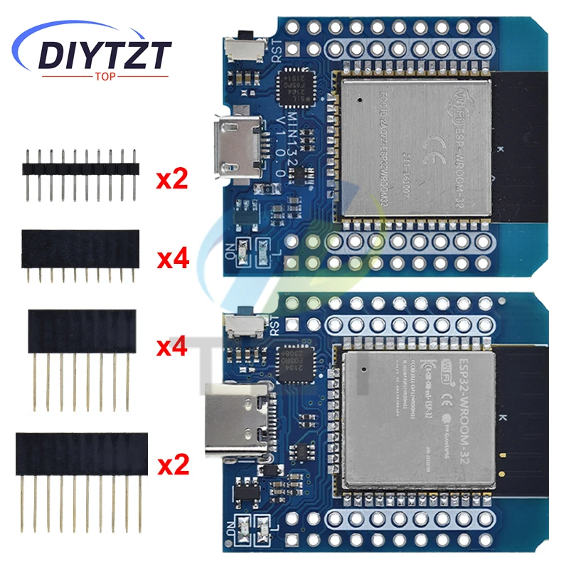DIYTZT For Wemos Mini D1 ESP8266 ESP32 ESP-32S WIFI Bluetooth CP2104 Development Board Module For Arduino With Pins