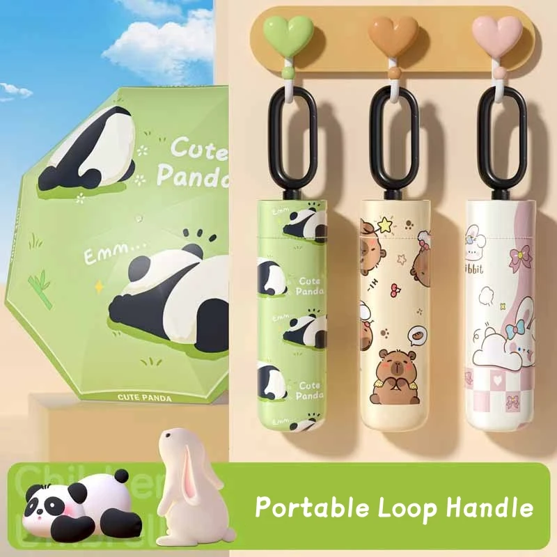 

Cartoon Panda Manual Ultra-Lightweight Foldable Sunshade Umbrella Rainy and Sunny Weather Compatible Umbrella for Sun Protection