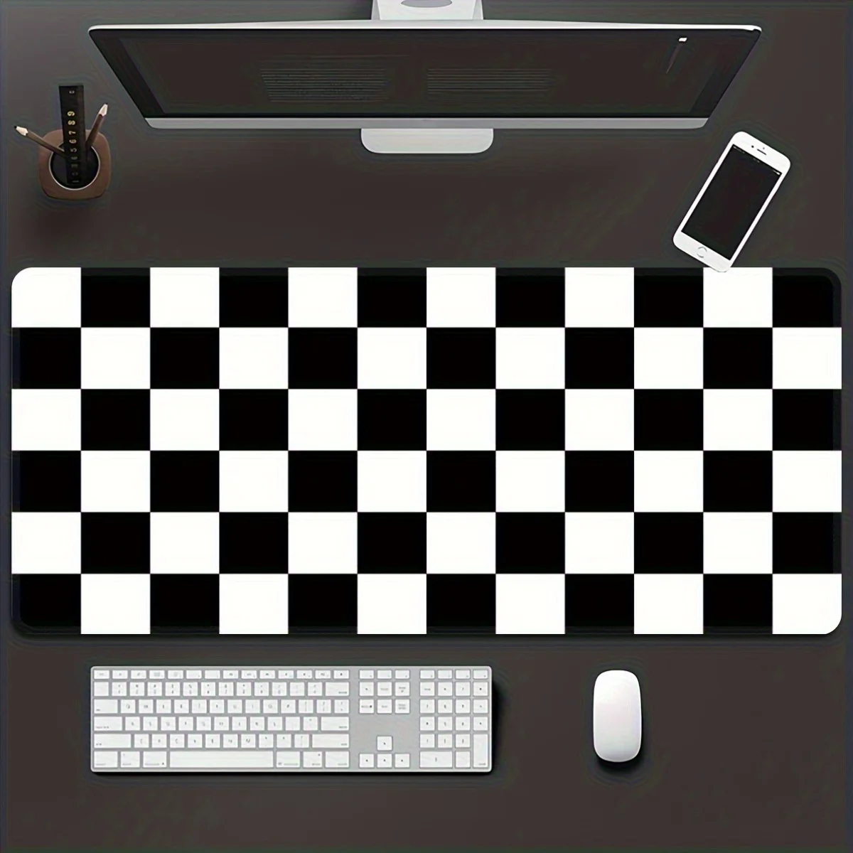 

Black and White Checkered Gaming Mouse Pad Large Rubber Non-Slip Office School Gift for Gamer PC Computer Keyboard Desk Mat