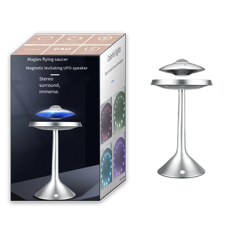

New Magnetic Floating UFO BT Portable Stereo Wireless Speaker with RGB LED Color Night Lights Decoration 3D Surround Sound