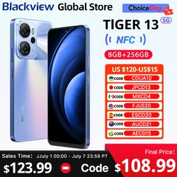 Blackview Oscal Tiger 13 5G Smartphone 6.67 inch 90Hz IPS Display NFC 5000mAh Unisoc T760 256GB 50MP AI Camera Mobile Phone