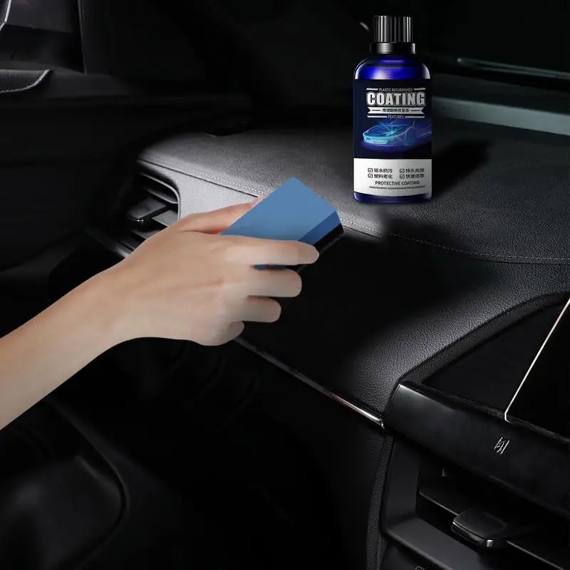 Car Interior Polish 30ml Refurbish Agent Car Black Trim Restorer Long-Lasting Waterproof Reconditioning Agent For Car Detailing