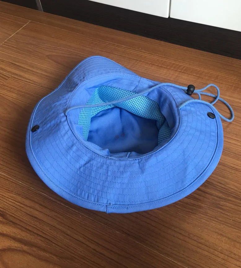 Blue Round Rimmed Fisherman Hat For Outdoor Fishing Shade