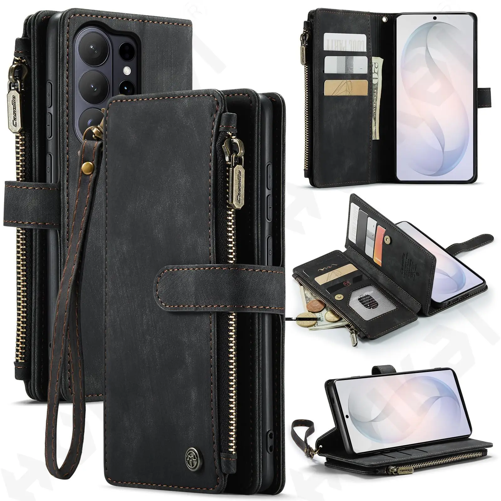 

Case For Samsung S26 Ultra Premium Faux Leather Flip RFID Protective Cover with Magnetic Card Holder Stand Function Cover