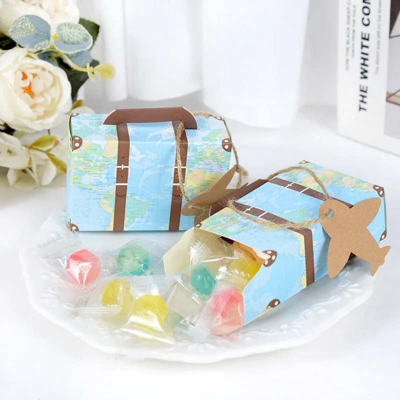Suitcase Shape Candy Boxes with Airplane Tags