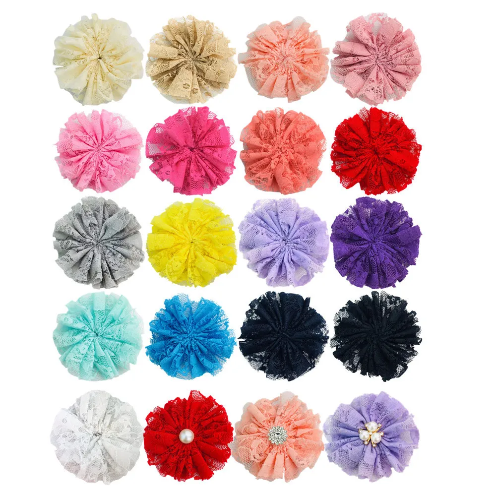 

7cm Lace Handmade Flower Rhinestone Core Headpiece Cat & Dog Accessories Low Price Pearl Sunflower In Stock Wholesale 300 Pcs