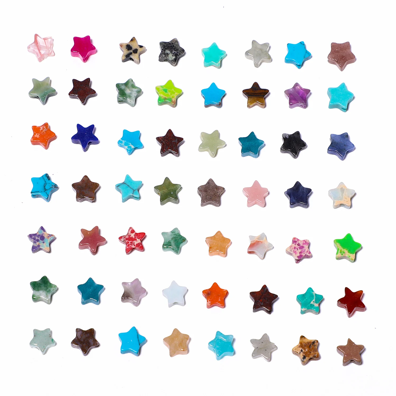 30PCS Natural Stone Star Shape Onyx Quartz Turquoise Beads Loose Beads for Jewelry Making DIY Charms Bracelets Accessories 6x6mm