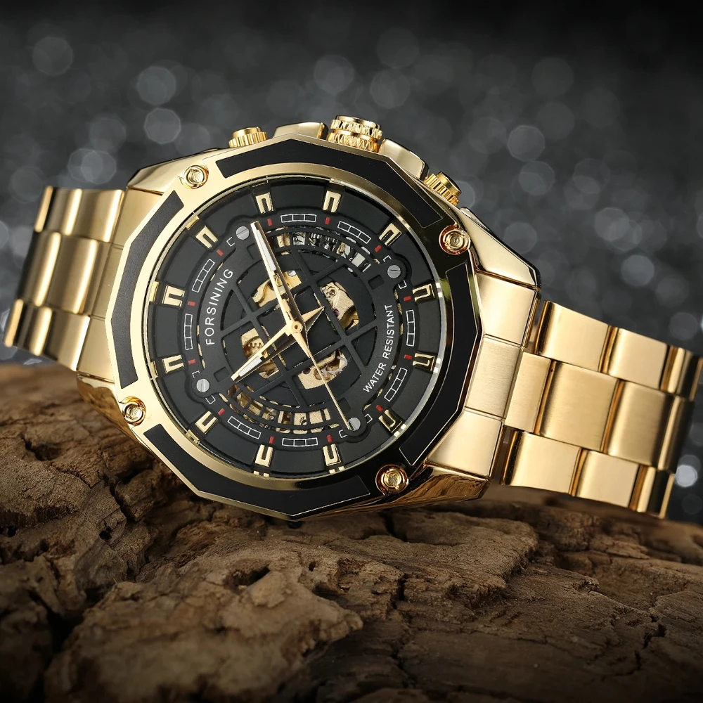 

Новые 3D прозрачные дизайнерские золотые мужские часы из нержавеющей стали с автоматическим заводом и скелетом, лучший бренд, роскошные мужские часы Montre Homme